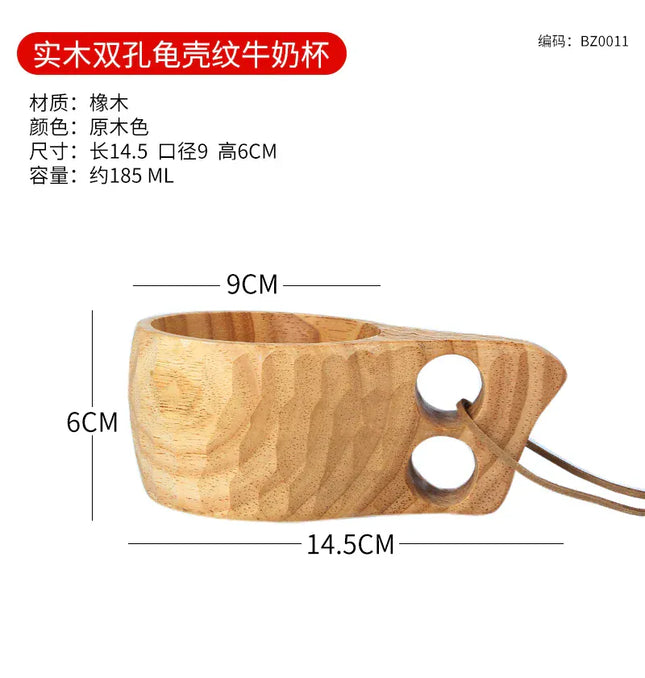 EcoWarra Creative Wooden Mug Outdoor Camping Traveling Mug Nordic Style Handmade Coffee Milk Cup Solid Wooden Drinking Mug