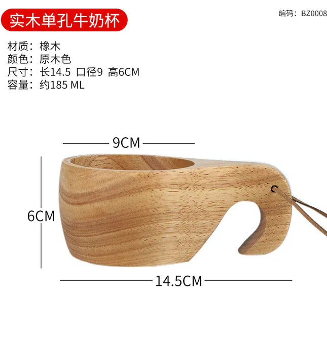 EcoWarra Creative Wooden Mug Outdoor Camping Traveling Mug Nordic Style Handmade Coffee Milk Cup Solid Wooden Drinking Mug
