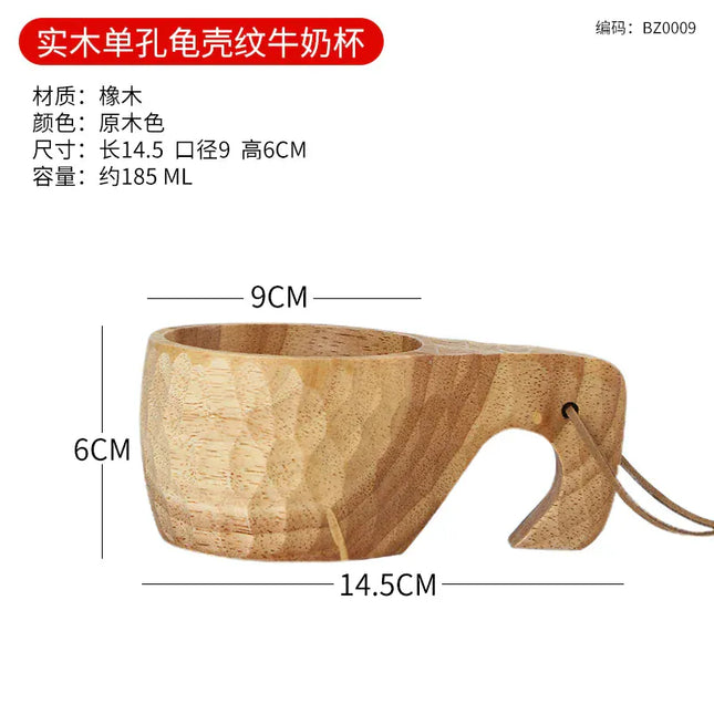 EcoWarra Creative Wooden Mug Outdoor Camping Traveling Mug Nordic Style Handmade Coffee Milk Cup Solid Wooden Drinking Mug