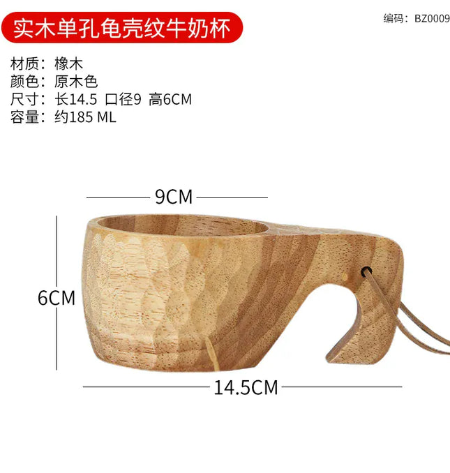 EcoWarra Creative Wooden Mug Outdoor Camping Traveling Mug Nordic Style Handmade Coffee Milk Cup Solid Wooden Drinking Mug