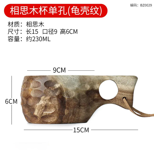 EcoWarra Creative Wooden Mug Outdoor Camping Traveling Mug Nordic Style Handmade Coffee Milk Cup Solid Wooden Drinking Mug