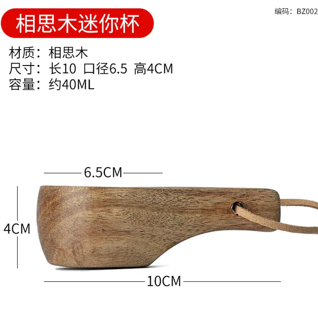 EcoWarra Creative Wooden Mug Outdoor Camping Traveling Mug Nordic Style Handmade Coffee Milk Cup Solid Wooden Drinking Mug