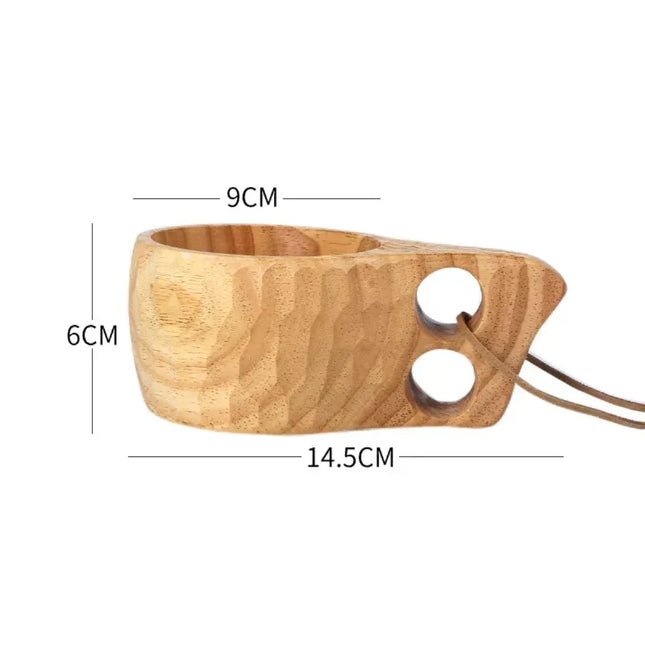 EcoWarra Creative Wooden Mug Outdoor Camping Traveling Mug Nordic Style Handmade Coffee Milk Cup Solid Wooden Drinking Mug