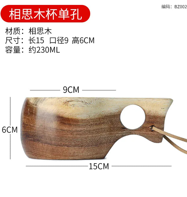 EcoWarra Creative Wooden Mug Outdoor Camping Traveling Mug Nordic Style Handmade Coffee Milk Cup Solid Wooden Drinking Mug