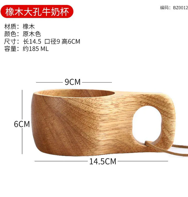 EcoWarra Creative Wooden Mug Outdoor Camping Traveling Mug Nordic Style Handmade Coffee Milk Cup Solid Wooden Drinking Mug