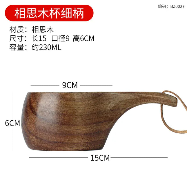 EcoWarra Creative Wooden Mug Outdoor Camping Traveling Mug Nordic Style Handmade Coffee Milk Cup Solid Wooden Drinking Mug