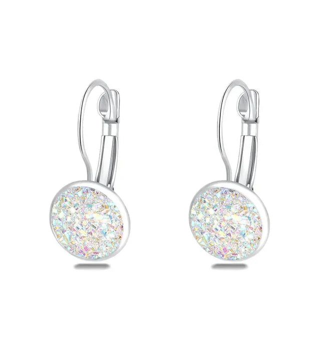 EcoWarra crystal earrings Simplee Korean Fashion Earrings with Round Stone for Women Silver Color Hanging Earing 2023 Trend Jewelry K-pop Accessories