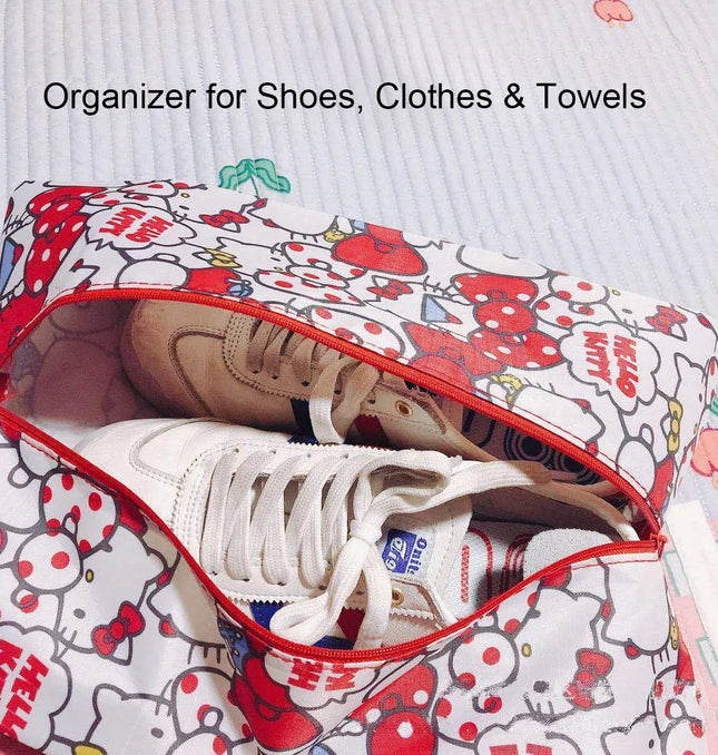 EcoWarra Cute Hello Kitty Shoe Storage Bag Waterproof Dust Bag Shoe Cover Moisture Proof Towel Clothing Travel Shoe Bag Christmas Gift