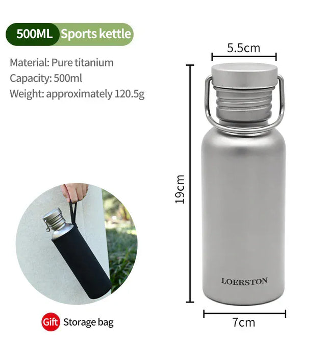EcoWarra Cycling Portable Sports Water Bottle Pure Titanium Water Bottle Reusable Drinking Bottle for Outdoor Camping Tourism Sports