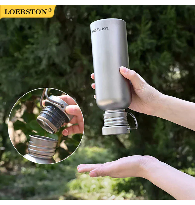EcoWarra Cycling Portable Sports Water Bottle Pure Titanium Water Bottle Reusable Drinking Bottle for Outdoor Camping Tourism Sports