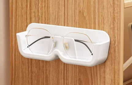 EcoWarra D14-White-1PC High End Glass Display Cabinet Glasses Storage Box Wall Mounted Perforated Free Sunglasses Storage Rack Sunglass Home Tidying