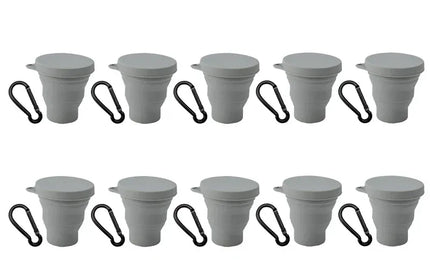 EcoWarra DarkGrey-10Sets 1-20Sets 180ML Folding Cup Mini Retractable Cup Silicone Portable Teacup Outdoor Travel Coffee Telescopic Drinking Mug with Lid