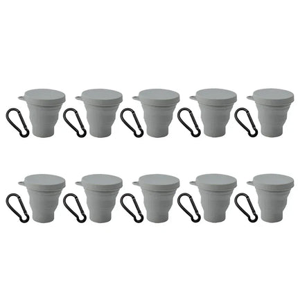 EcoWarra DarkGrey-10Sets 1-20Sets 180ML Folding Cup Mini Retractable Cup Silicone Portable Teacup Outdoor Travel Coffee Telescopic Drinking Mug with Lid