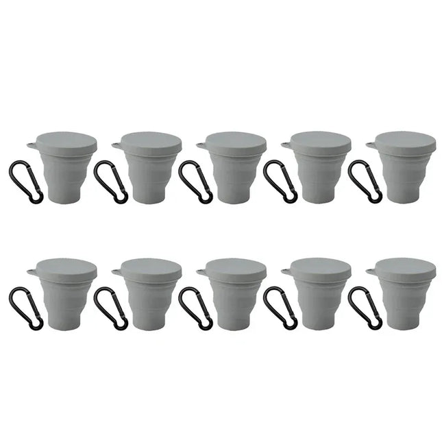 EcoWarra DarkGrey-10Sets 1-20Sets 180ML Folding Cup Mini Retractable Cup Silicone Portable Teacup Outdoor Travel Coffee Telescopic Drinking Mug with Lid