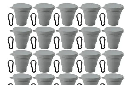 EcoWarra DarkGrey-20Sets 1-20Sets 180ML Folding Cup Mini Retractable Cup Silicone Portable Teacup Outdoor Travel Coffee Telescopic Drinking Mug with Lid