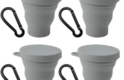 EcoWarra DarkGrey-4Sets 1-20Sets 180ML Folding Cup Mini Retractable Cup Silicone Portable Teacup Outdoor Travel Coffee Telescopic Drinking Mug with Lid
