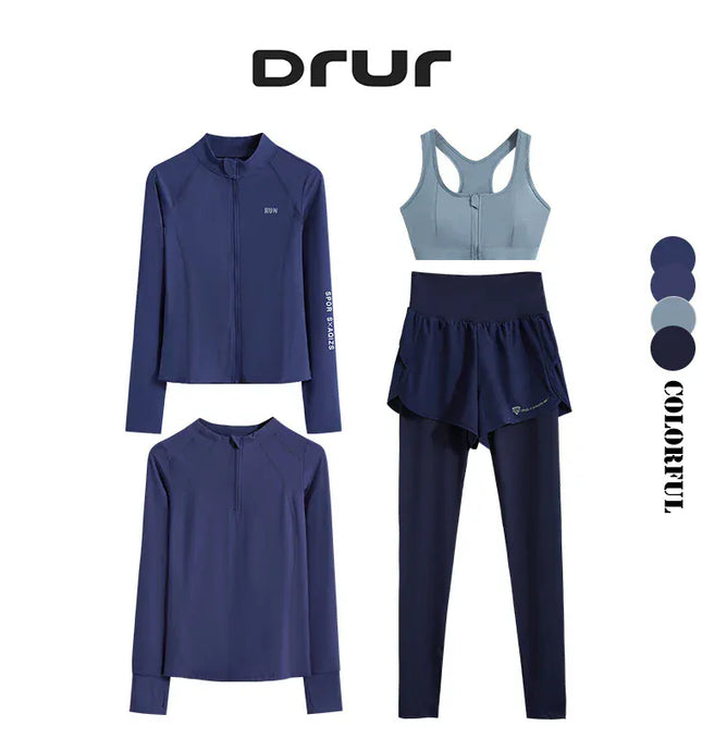 EcoWarra DRUR 4pcs Yoga Suit Women Sports Bra High Waist Leggings And Jacekets Sets Sport Outfit Fitness Workout Clothes Lady Sportswear