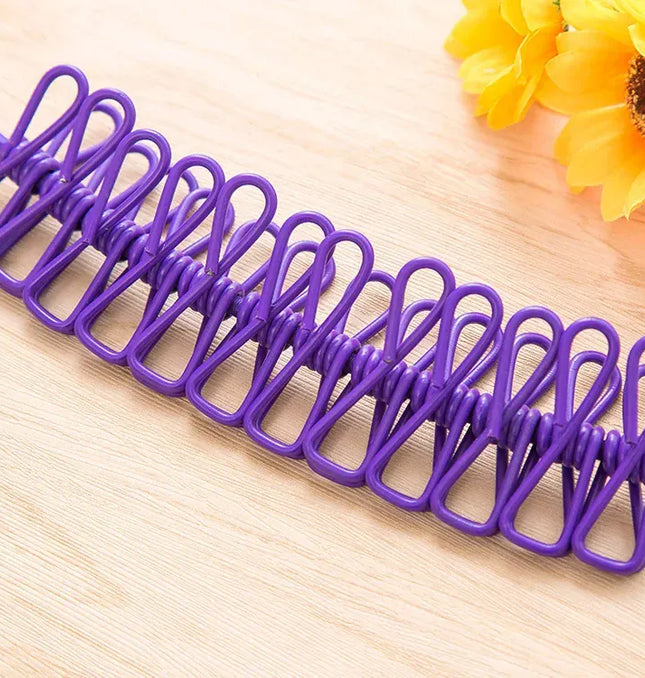 EcoWarra Durable Clothesline Portable Lightweight Windproof Non-Slip 12 Clips Elastic Laundry Drying Outdoor Camping Travel RV Beach Dorm