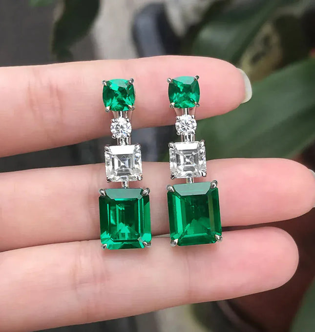 EcoWarra E747 Huitan Vintage Party Elegant Green Stone Stud Earrings Elegant Accessories Daily Wearable Birthday Gift For Mom Stylish Jewelry