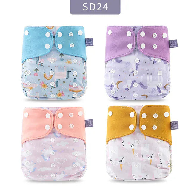 EcoWarra Elinfant ECO-friendly Gray Mesh Cloth New 4pcs/set Washable Pocket Diaper Adjustable Reusable fralda Ecological Cloth Diaper