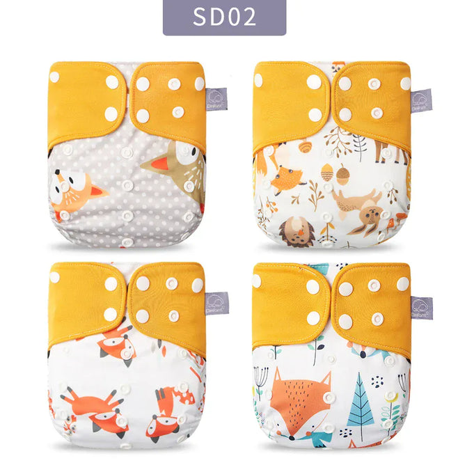 EcoWarra Elinfant ECO-friendly Gray Mesh Cloth New 4pcs/set Washable Pocket Diaper Adjustable Reusable fralda Ecological Cloth Diaper