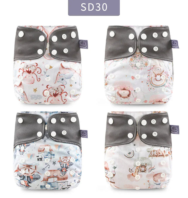 EcoWarra Elinfant ECO-friendly Gray Mesh Cloth New 4pcs/set Washable Pocket Diaper Adjustable Reusable fralda Ecological Cloth Diaper