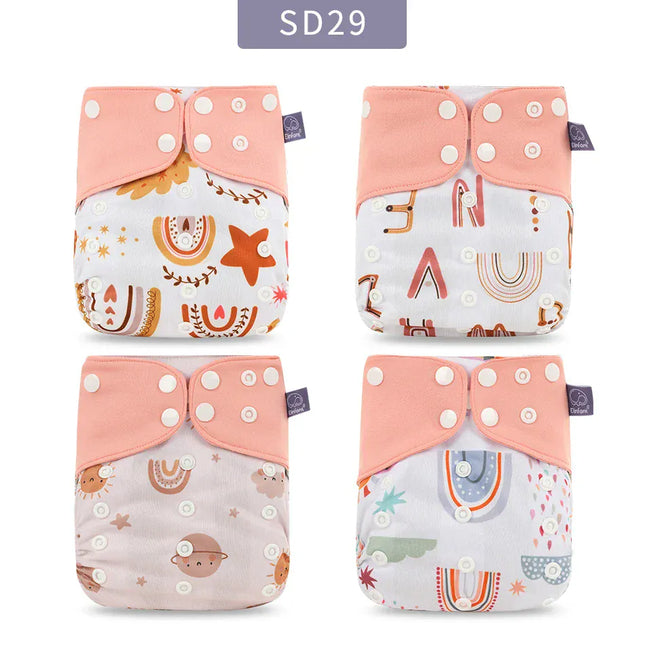 EcoWarra Elinfant ECO-friendly Gray Mesh Cloth New 4pcs/set Washable Pocket Diaper Adjustable Reusable fralda Ecological Cloth Diaper