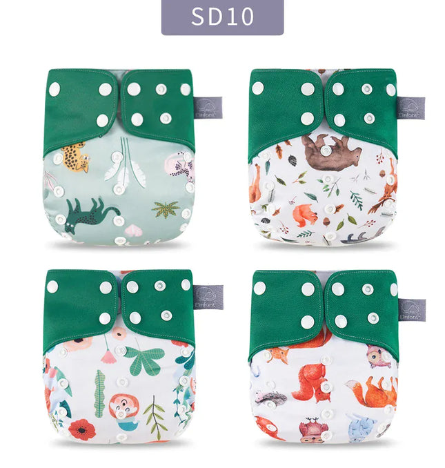 EcoWarra Elinfant ECO-friendly Gray Mesh Cloth New 4pcs/set Washable Pocket Diaper Adjustable Reusable fralda Ecological Cloth Diaper