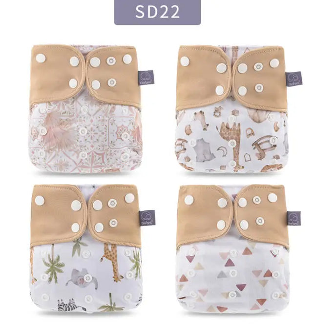EcoWarra Elinfant ECO-friendly Gray Mesh Cloth New 4pcs/set Washable Pocket Diaper Adjustable Reusable fralda Ecological Cloth Diaper