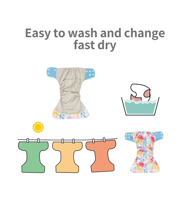 EcoWarra Elinfant ECO-friendly Gray Mesh Cloth New 4pcs/set Washable Pocket Diaper Adjustable Reusable fralda Ecological Cloth Diaper