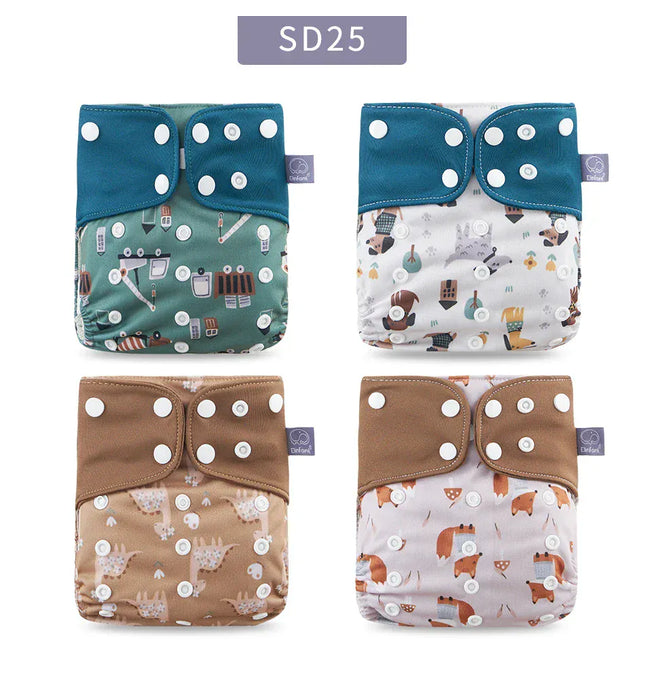 EcoWarra Elinfant ECO-friendly Gray Mesh Cloth New 4pcs/set Washable Pocket Diaper Adjustable Reusable fralda Ecological Cloth Diaper