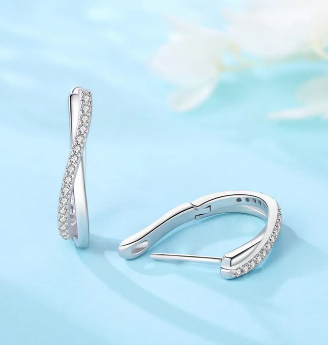 EcoWarra ES021 925 Silver Twisted Star Hoop Earrings