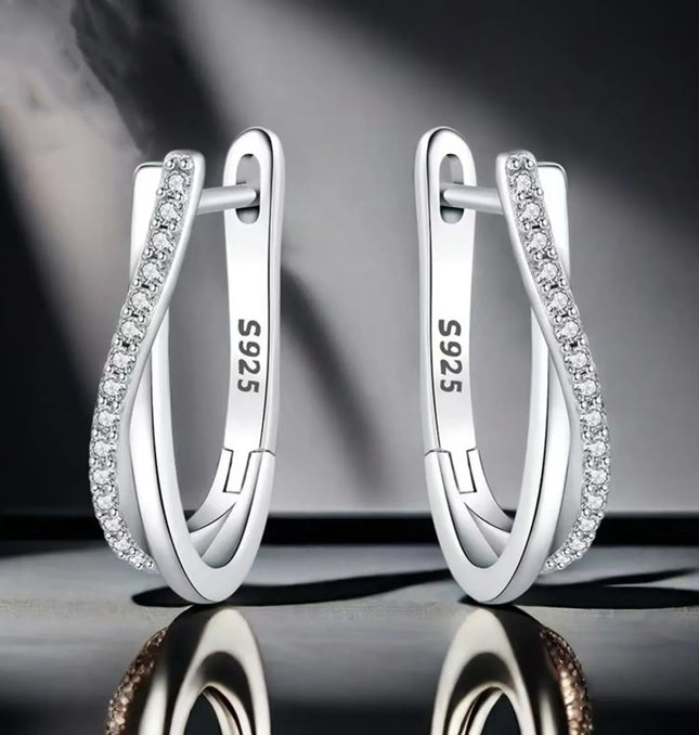EcoWarra ES021 925 Silver Twisted Star Hoop Earrings