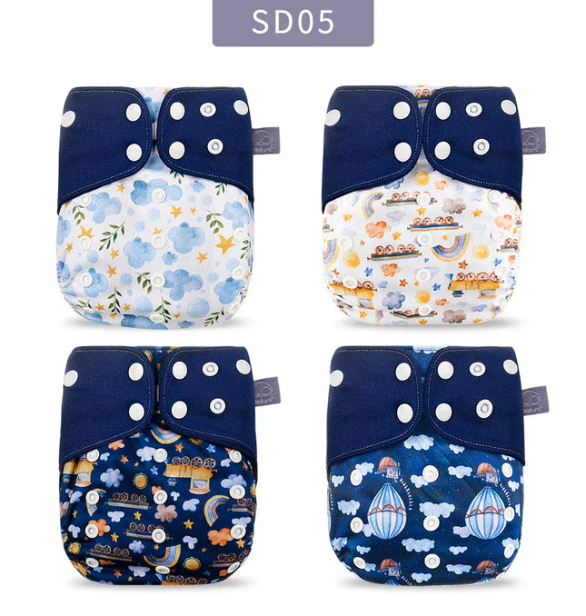 EcoWarra ES061-SD05 / only cloth diaper Elinfant ECO-friendly Gray Mesh Cloth New 4pcs/set Washable Pocket Diaper Adjustable Reusable fralda Ecological Cloth Diaper