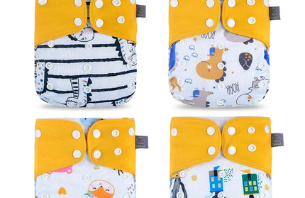 EcoWarra ES061-SD13 / only cloth diaper Elinfant ECO-friendly Gray Mesh Cloth New 4pcs/set Washable Pocket Diaper Adjustable Reusable fralda Ecological Cloth Diaper