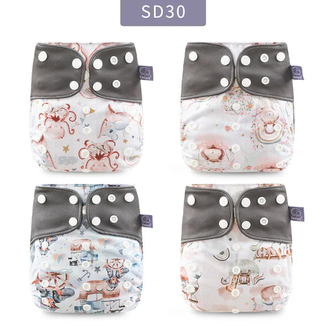 EcoWarra ES061-SD30 / only cloth diaper Elinfant ECO-friendly Gray Mesh Cloth New 4pcs/set Washable Pocket Diaper Adjustable Reusable fralda Ecological Cloth Diaper