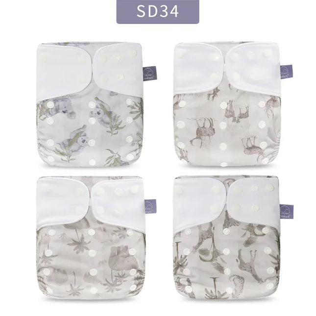 EcoWarra ES061-SD34 / only cloth diaper Elinfant ECO-friendly Gray Mesh Cloth New 4pcs/set Washable Pocket Diaper Adjustable Reusable fralda Ecological Cloth Diaper