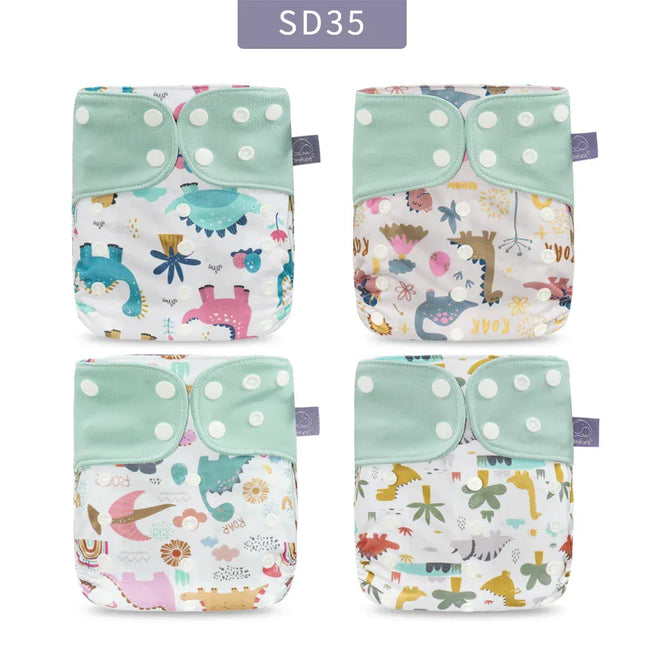 EcoWarra ES061-SD35 / only cloth diaper Elinfant ECO-friendly Gray Mesh Cloth New 4pcs/set Washable Pocket Diaper Adjustable Reusable fralda Ecological Cloth Diaper