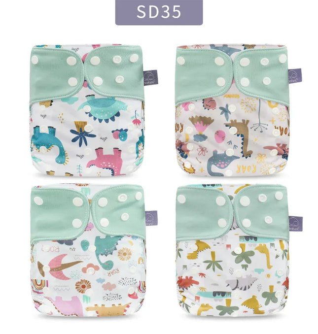 EcoWarra ES061-SD35 / only cloth diaper Elinfant ECO-friendly Gray Mesh Cloth New 4pcs/set Washable Pocket Diaper Adjustable Reusable fralda Ecological Cloth Diaper