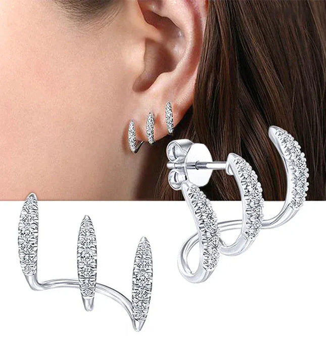 EcoWarra Exquisite Silver Color Claws Stud Earrings with Crystal AAA CZ Stone Modern Design Fashion Versatile Accessories Women Jewelry