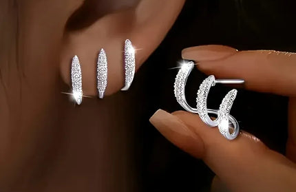 EcoWarra Exquisite Silver Color Claws Stud Earrings with Crystal AAA CZ Stone Modern Design Fashion Versatile Accessories Women Jewelry