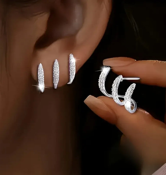 EcoWarra Exquisite Silver Color Claws Stud Earrings with Crystal AAA CZ Stone Modern Design Fashion Versatile Accessories Women Jewelry