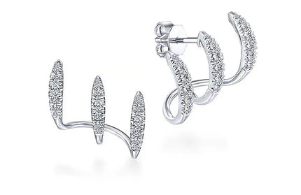 EcoWarra Exquisite Silver Color Claws Stud Earrings with Crystal AAA CZ Stone Modern Design Fashion Versatile Accessories Women Jewelry