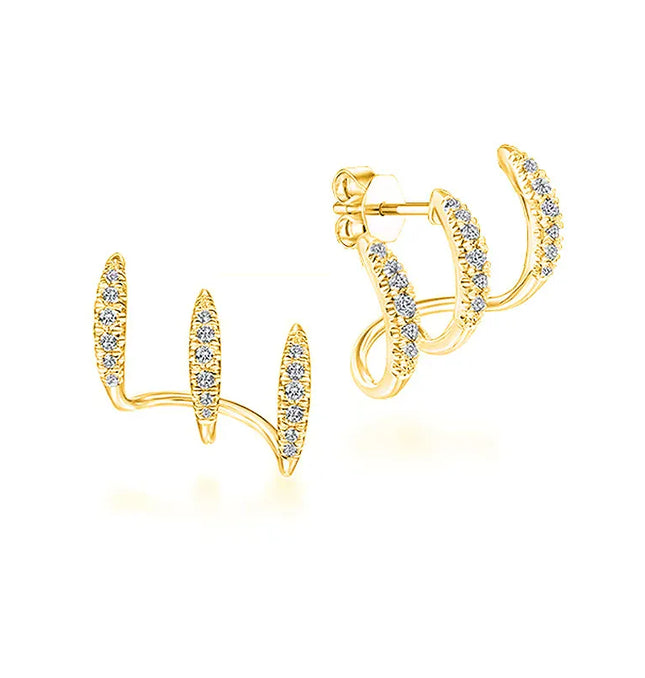 EcoWarra Exquisite Silver Color Claws Stud Earrings with Crystal AAA CZ Stone Modern Design Fashion Versatile Accessories Women Jewelry