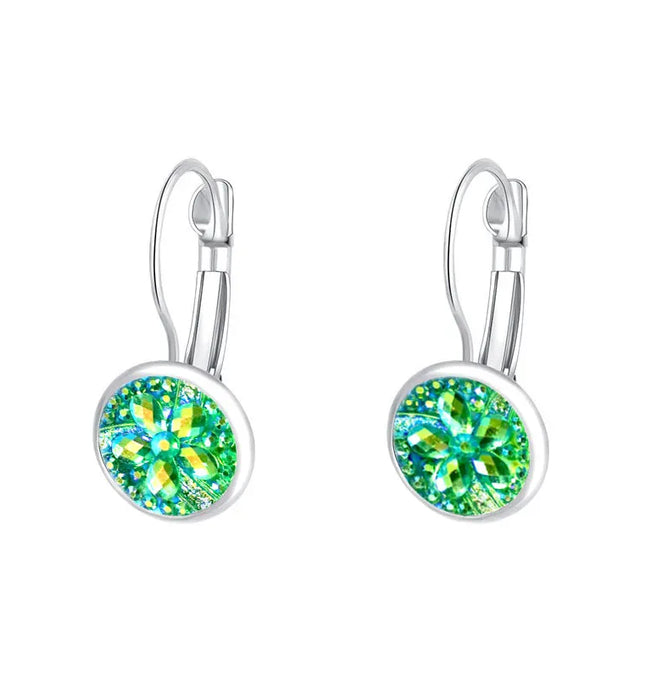 EcoWarra F4 Simplee Korean Fashion Earrings with Round Stone for Women Silver Color Hanging Earing 2023 Trend Jewelry K-pop Accessories