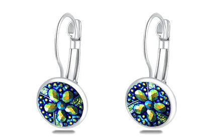 EcoWarra F6 Simplee Korean Fashion Earrings with Round Stone for Women Silver Color Hanging Earing 2023 Trend Jewelry K-pop Accessories