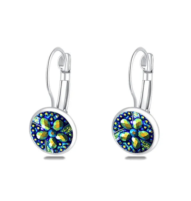 EcoWarra F6 Simplee Korean Fashion Earrings with Round Stone for Women Silver Color Hanging Earing 2023 Trend Jewelry K-pop Accessories