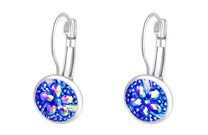 EcoWarra F7 Simplee Korean Fashion Earrings with Round Stone for Women Silver Color Hanging Earing 2023 Trend Jewelry K-pop Accessories