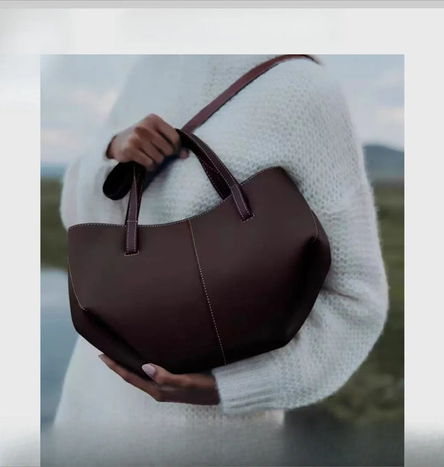 EcoWarra Fashionable French wing bag genuine leather tote bag niche hand-held large capacity shoulder underarm bag, good gift