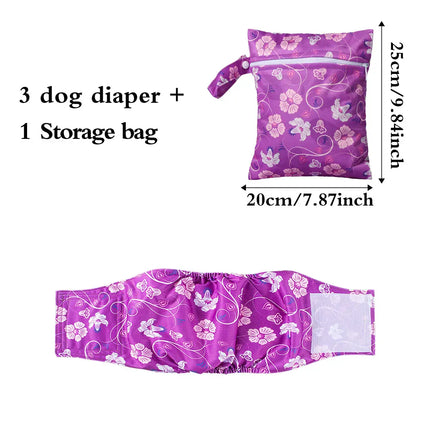 EcoWarra Flower / S Washable Pet Dog Diapers Males Absorbent Adjustable Puppy Big Dog Physiological Pants for Dogs Reusable Pets Dogs Panties Shorts